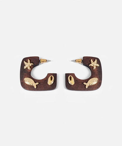 Marine Inspired Wood Earrings