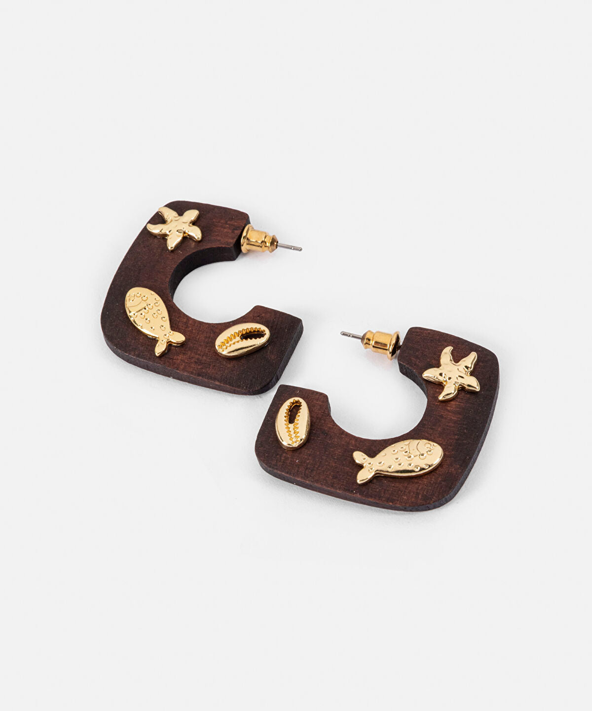 Zoomed Marine Inspired Wood Earrings