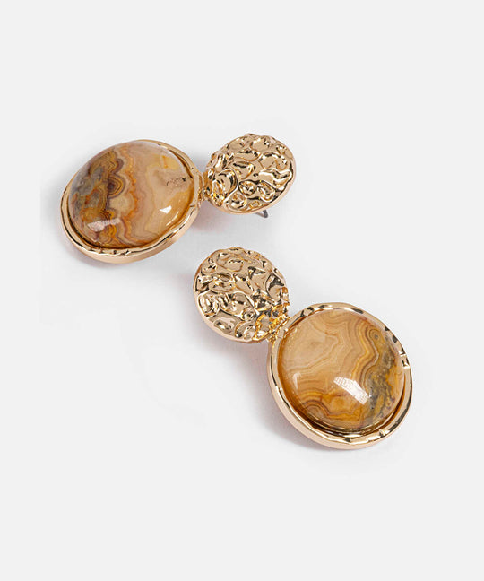 Stone Accent Textured Metal Earrings