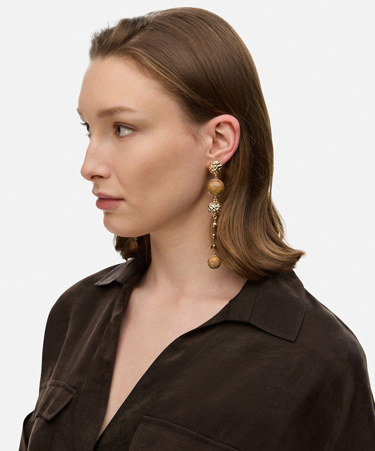Zoomed Stone Accent Dangle Earrings