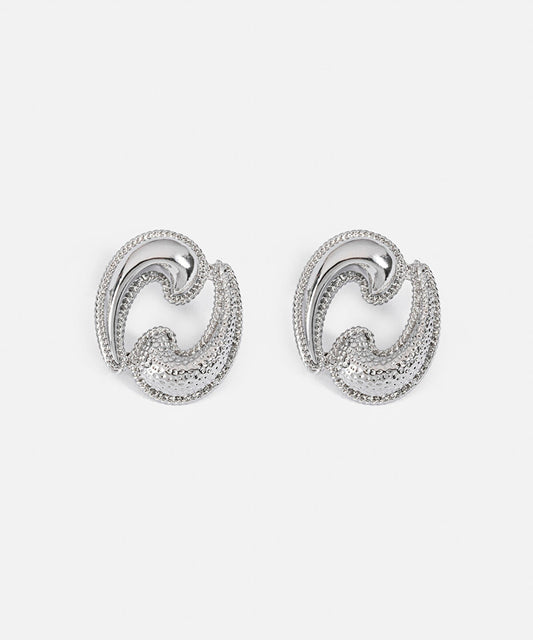 Contrast Panel Metal Earrings