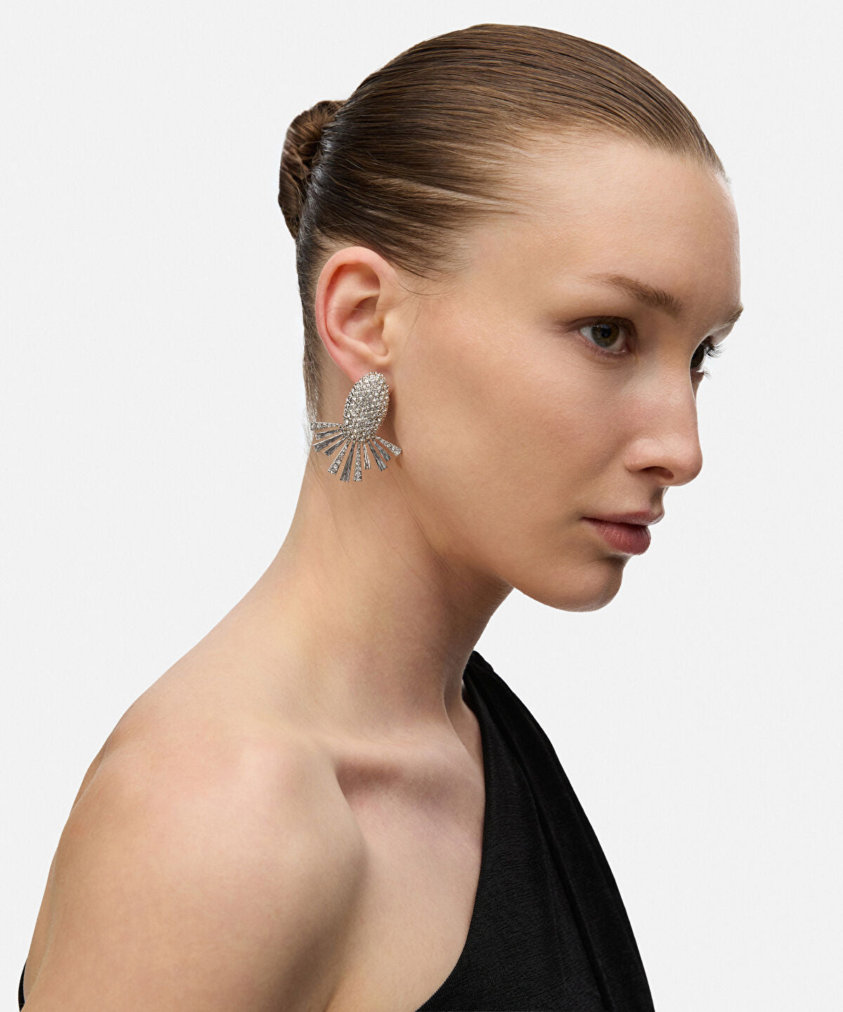 Zoomed Rhinestone Metal Earrings