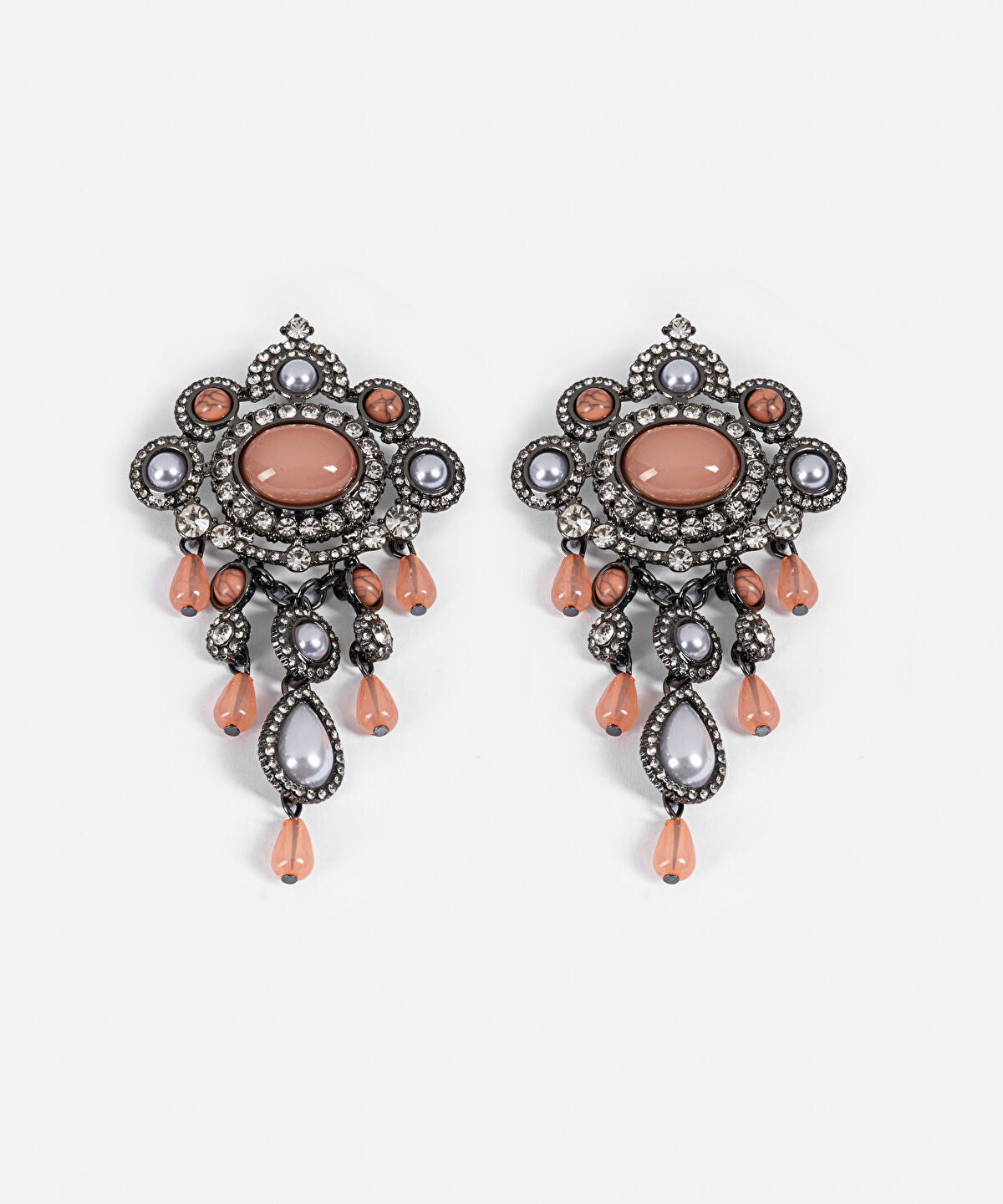 Zoomed Rhinestone and Faux Pearl Maxi Earrings