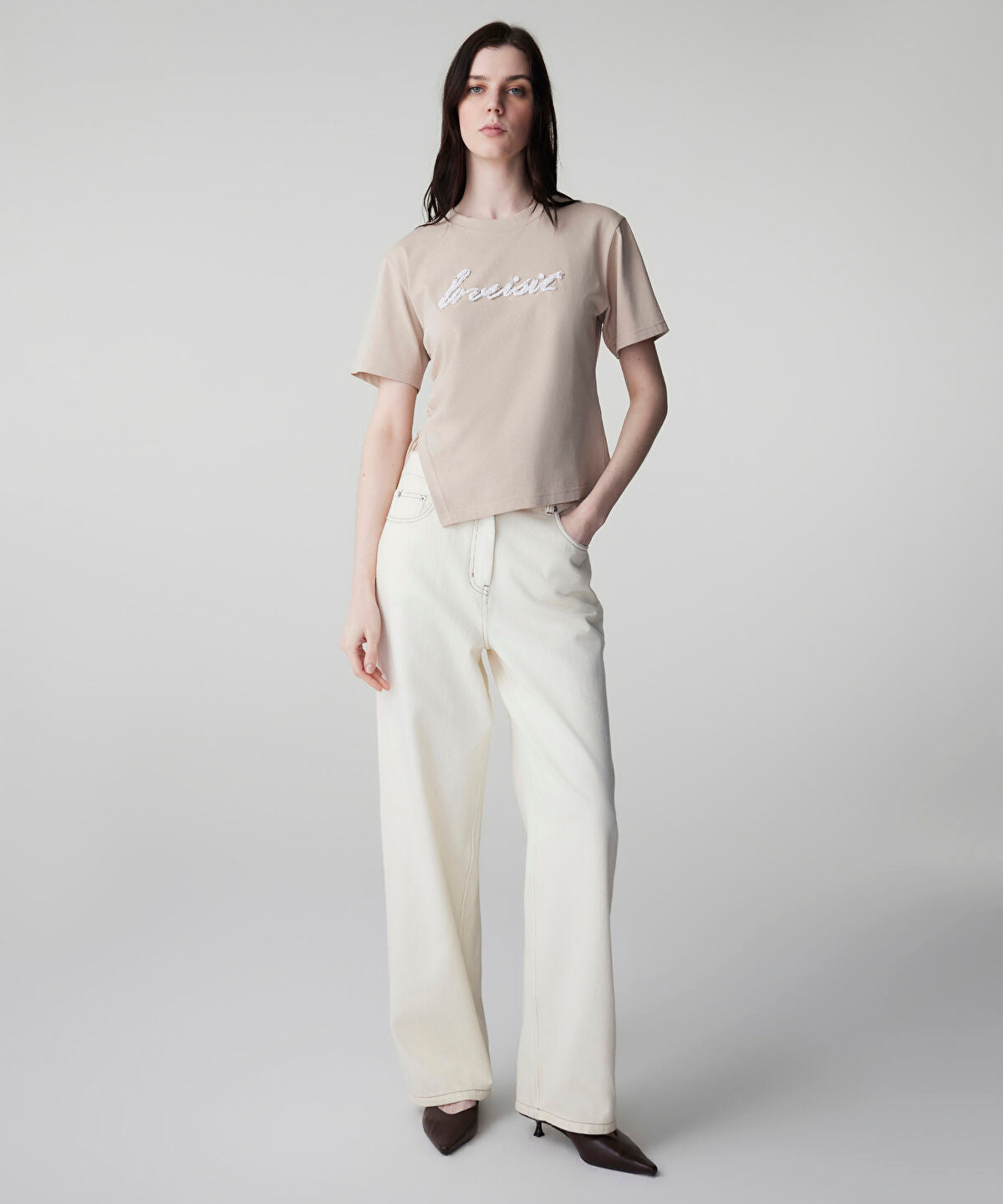 Zoomed Embellished Slogan T-Shirt