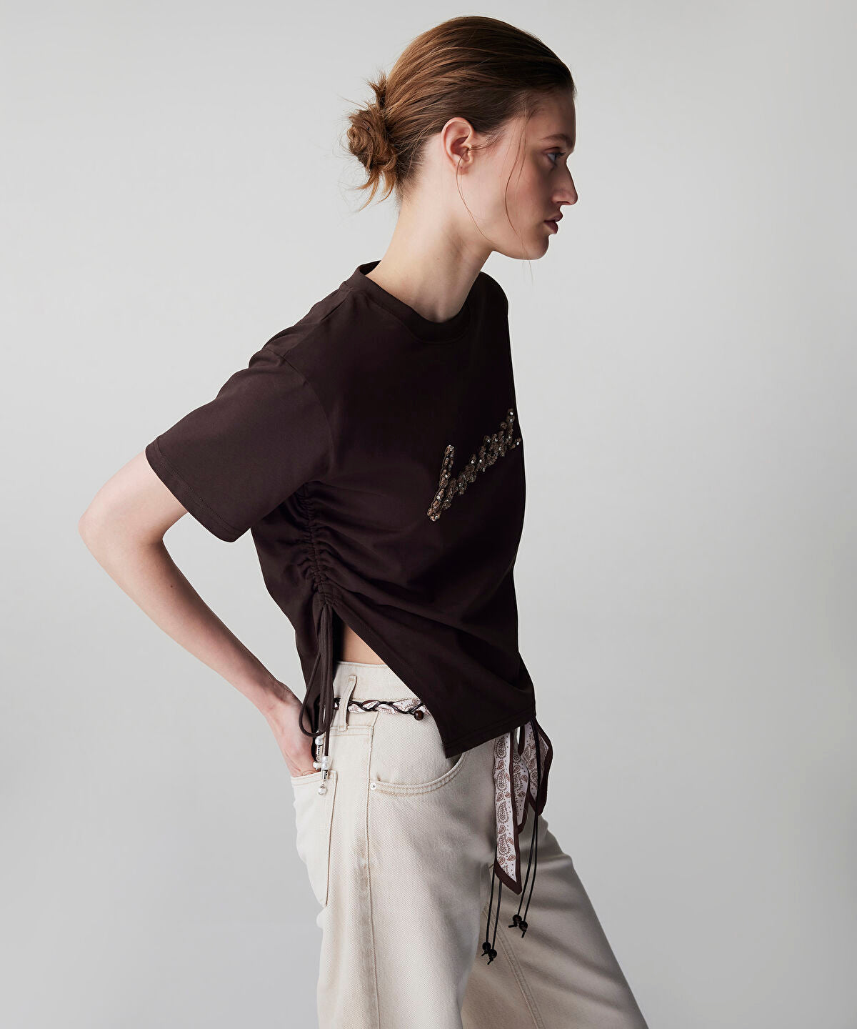 Zoomed Embellished Slogan T-Shirt