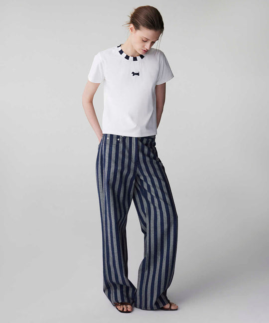Color-Block Rib Collar T-Shirt