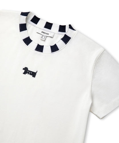 Color-Block Rib Collar T-Shirt
