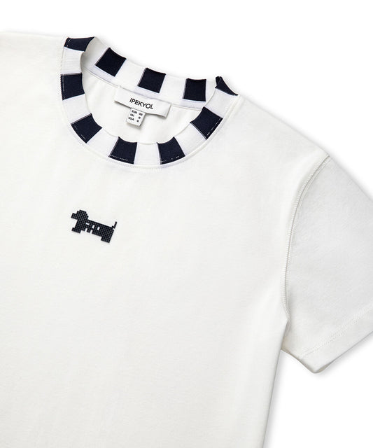 Color-Block Rib Collar T-Shirt