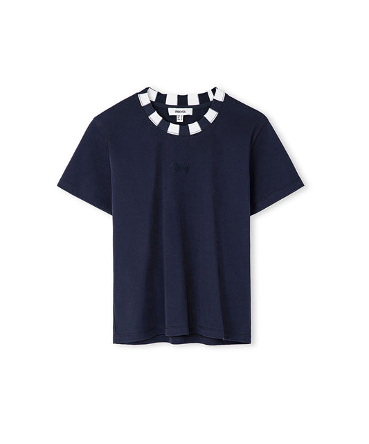 Color-Block Rib Collar T-Shirt