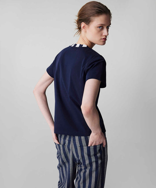 Color-Block Rib Collar T-Shirt