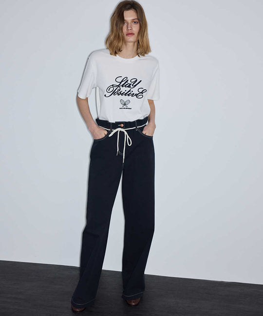 Embroidered Slogan T-Shirt