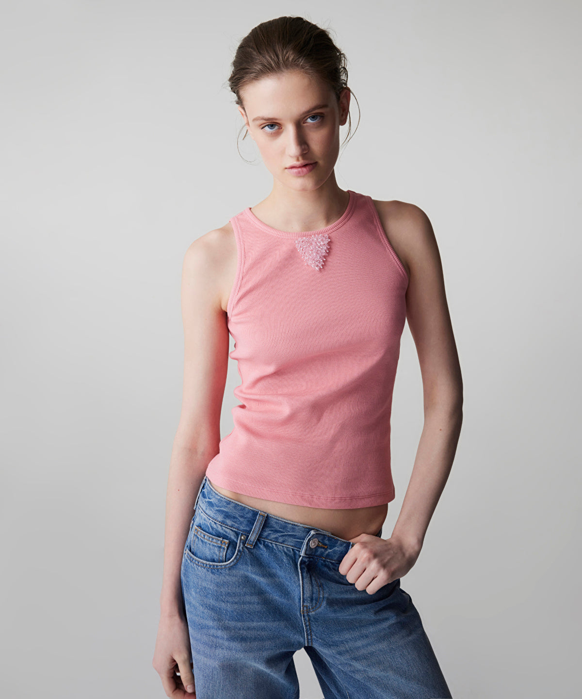 Ribbed T-Shirt with Beads