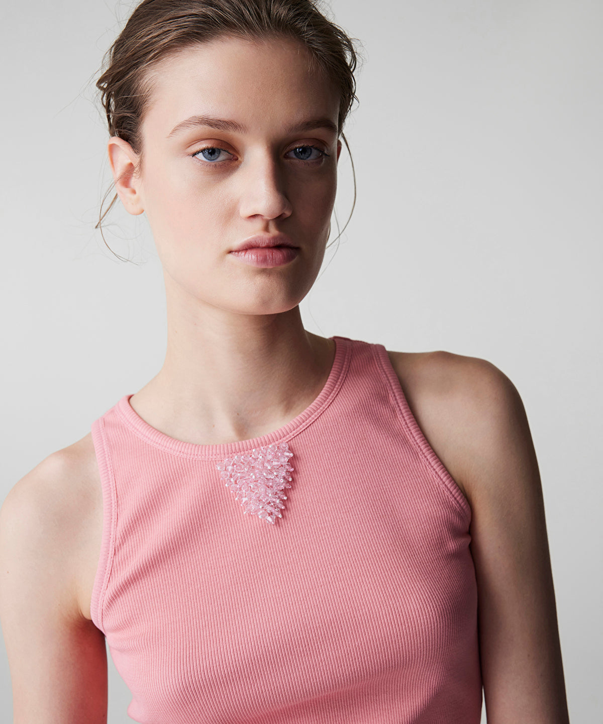 Ribbed T-Shirt with Beads