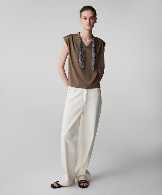 T-Shirt with Printed Scarf