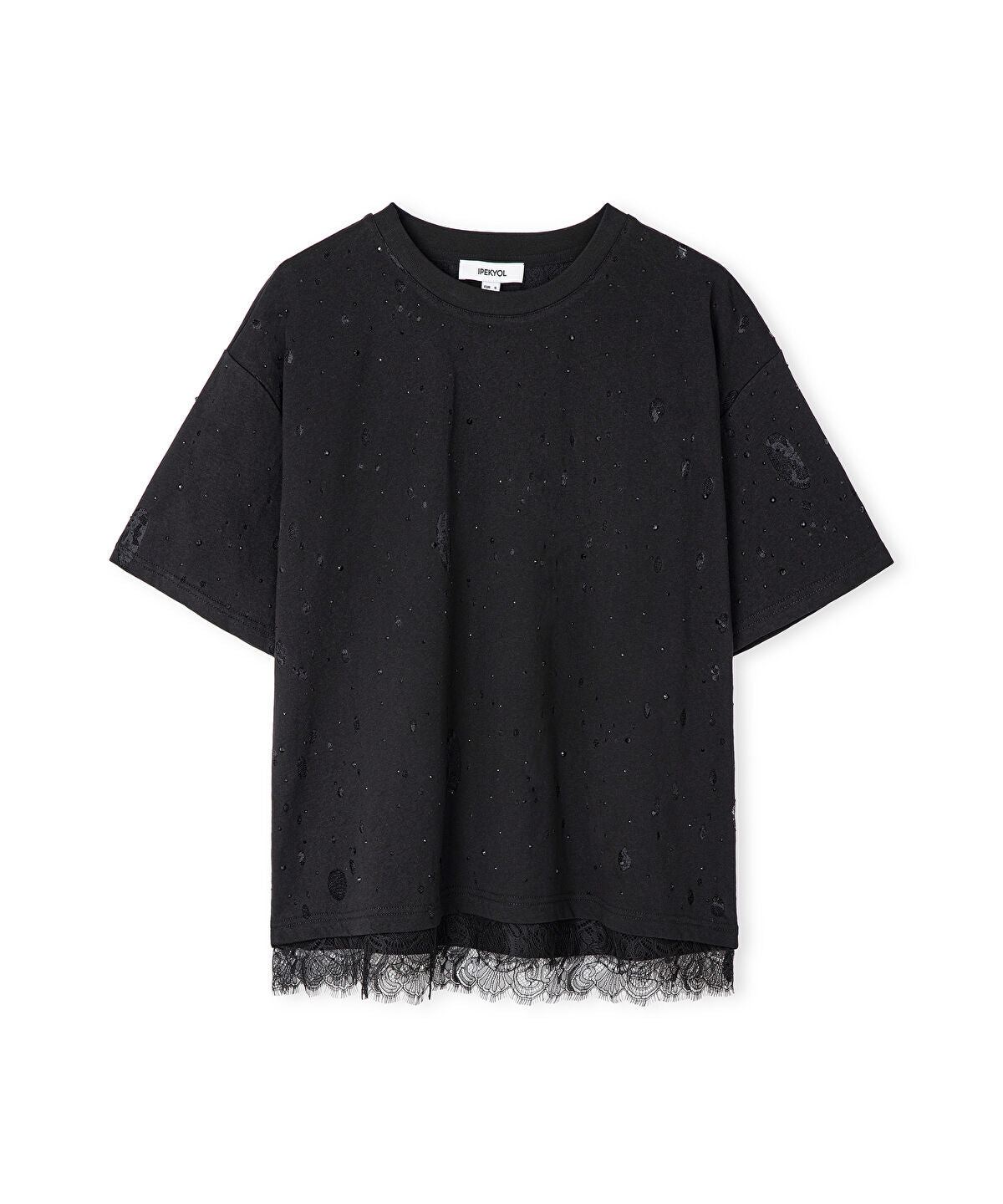 Zoomed Distressed-Effect Mixed T-Shirt