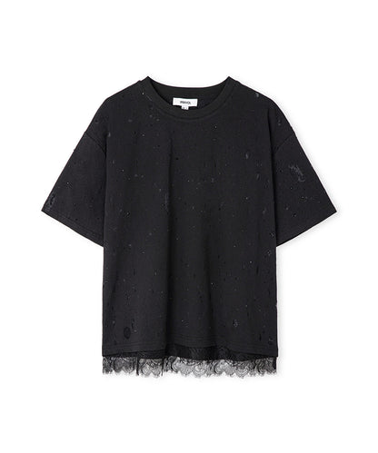 Distressed-Effect Mixed T-Shirt