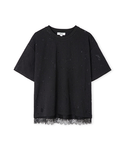 Distressed-Effect Mixed T-Shirt