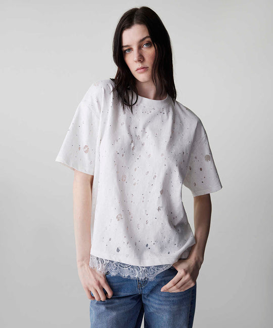 Distressed-Effect Mixed T-Shirt