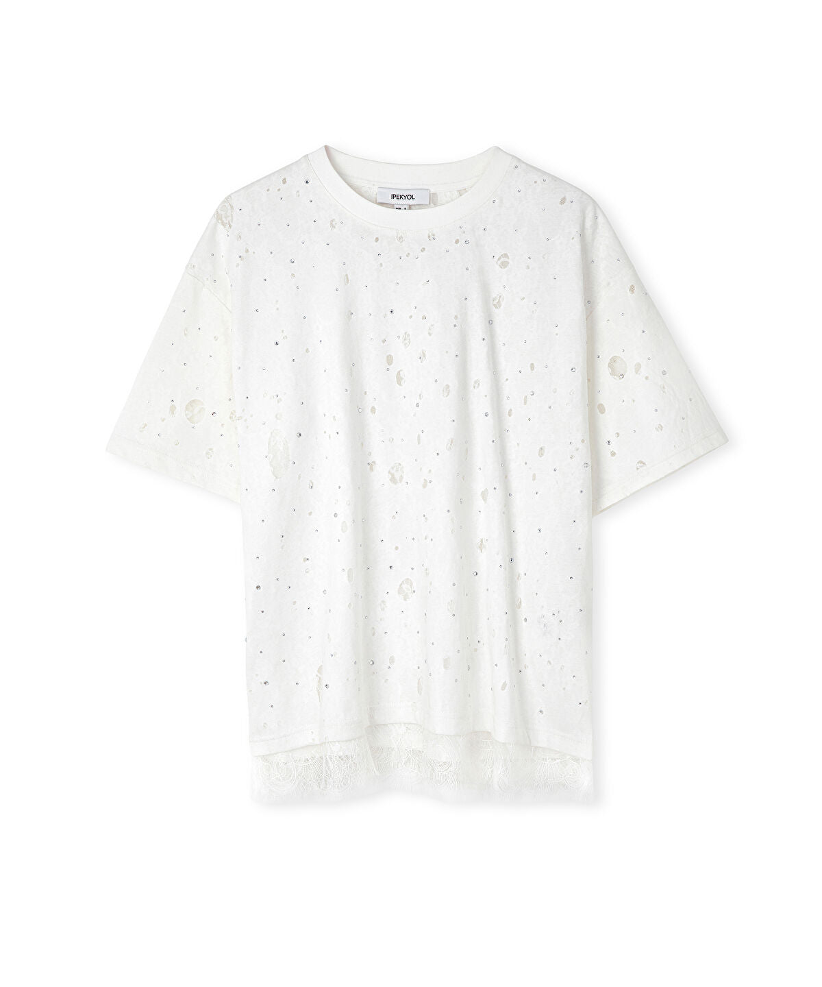 Zoomed Distressed-Effect Mixed T-Shirt