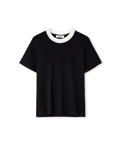 Contrast Collar Color-Block T-Shirt