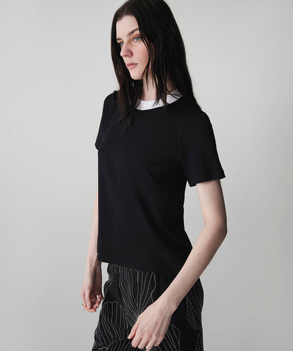 Contrast Collar Color-Block T-Shirt
