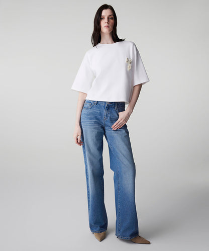 T-Shirt with Faux Pearls