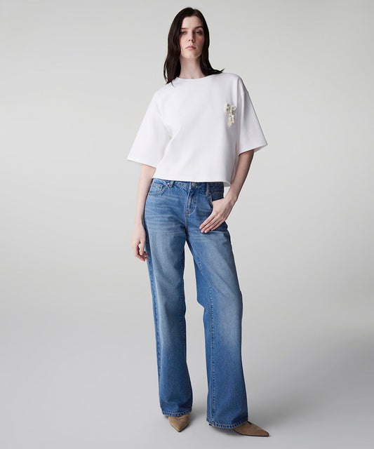 T-Shirt with Faux Pearls