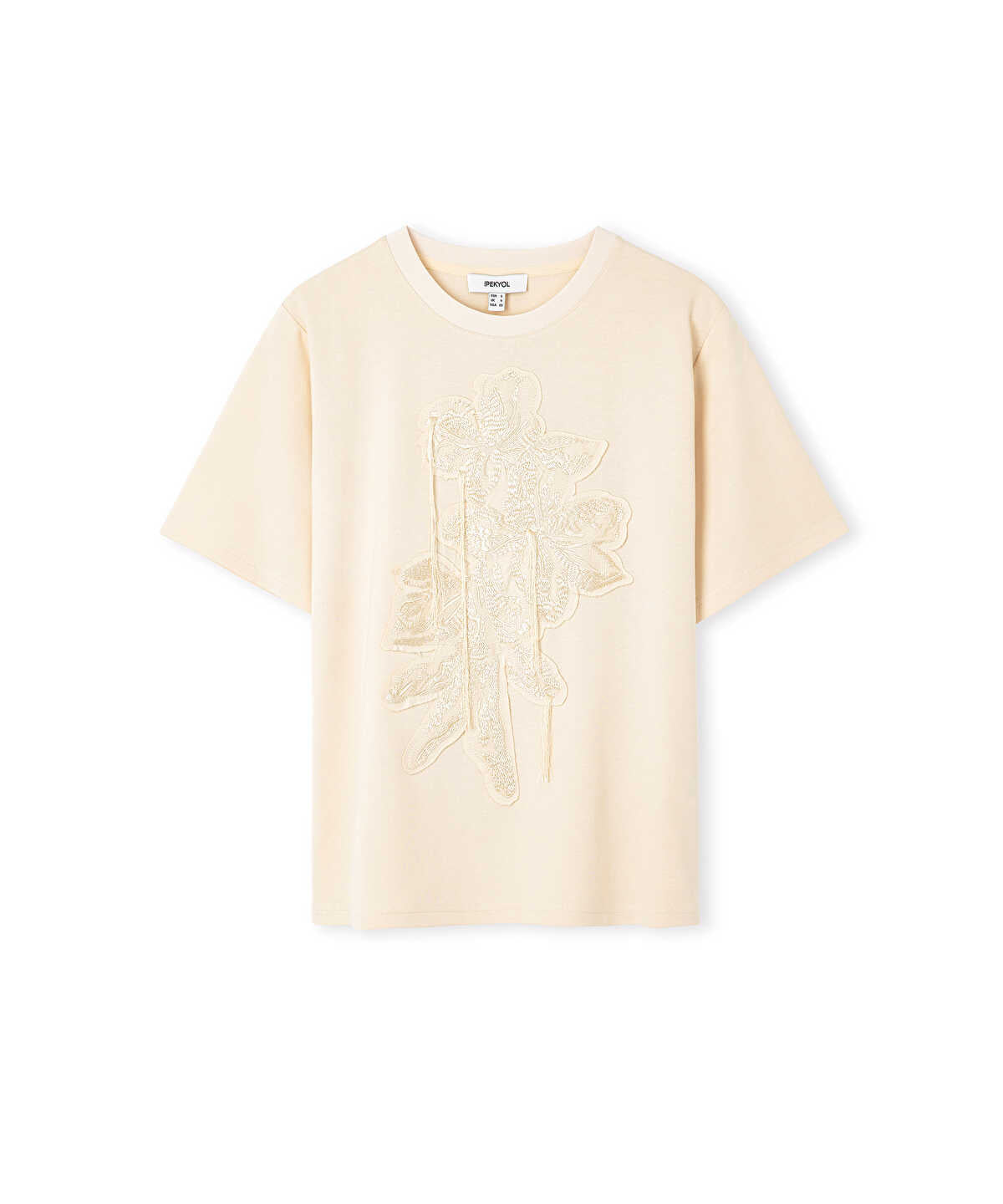 Embroidered T-Shirt with Fringes