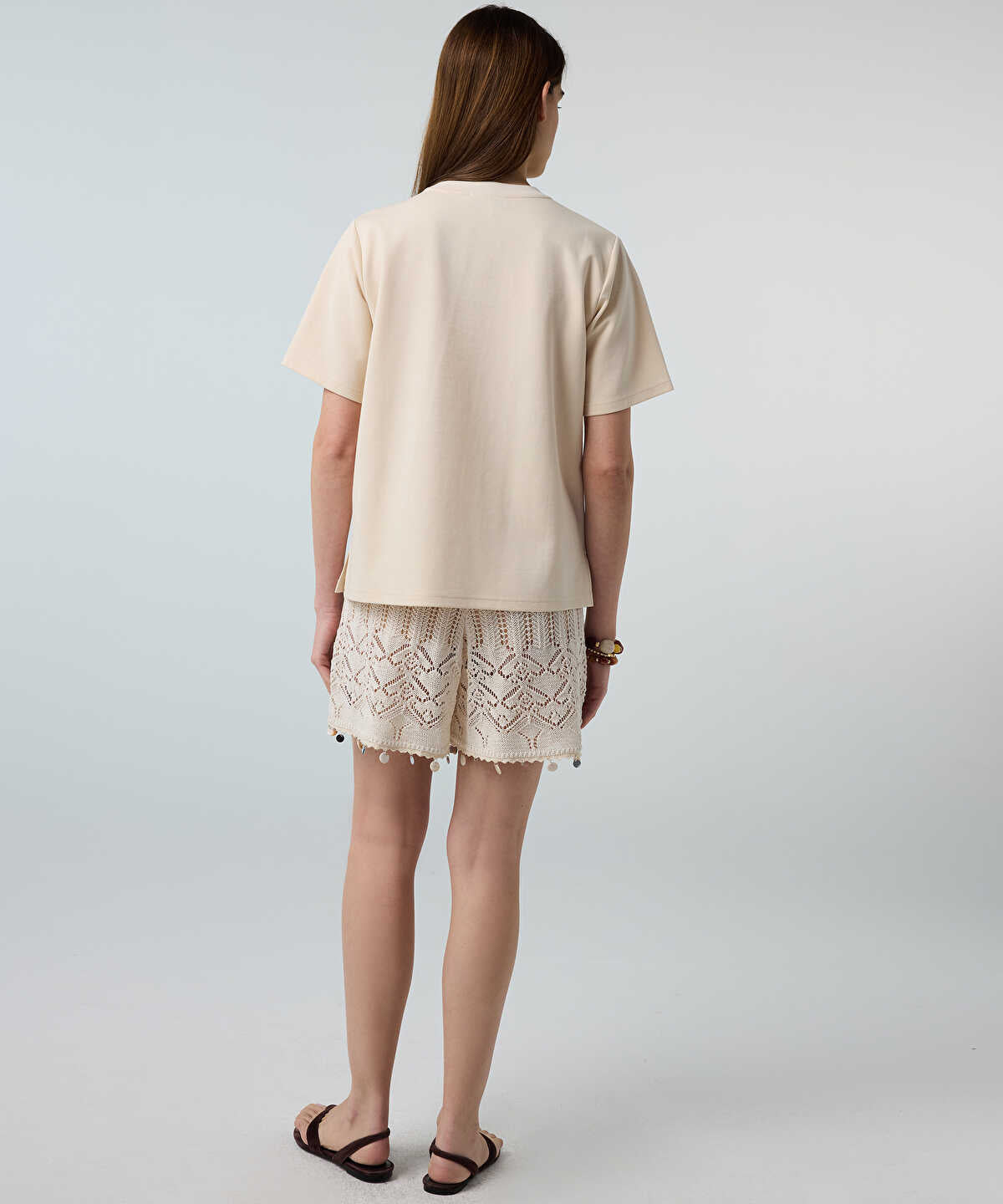 Embroidered T-Shirt with Fringes