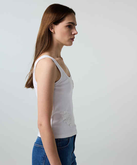 T-Shirt with Floral Bead Embellishments