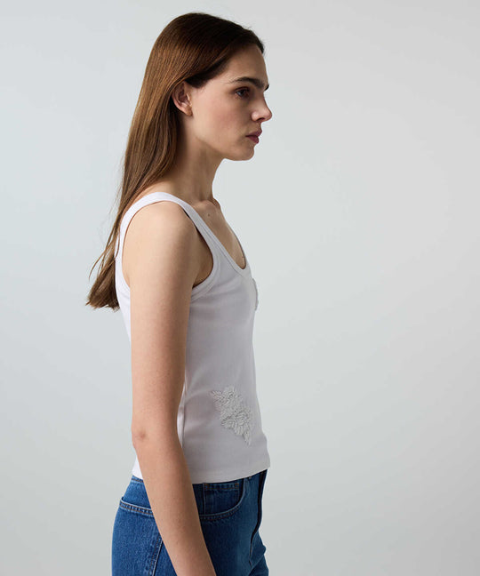 T-Shirt with Floral Bead Embellishments
