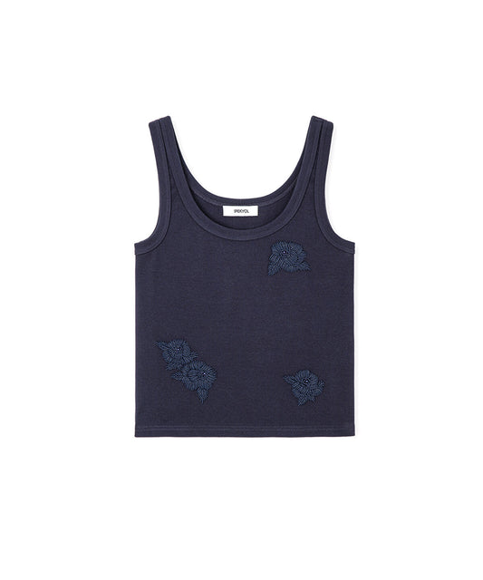 T-Shirt with Floral Bead Embellishments