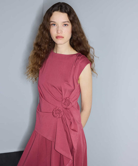 Asymmetric T-Shirt with Floral Applique