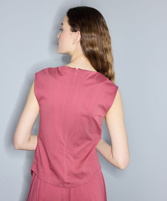 Asymmetric T-Shirt with Floral Applique