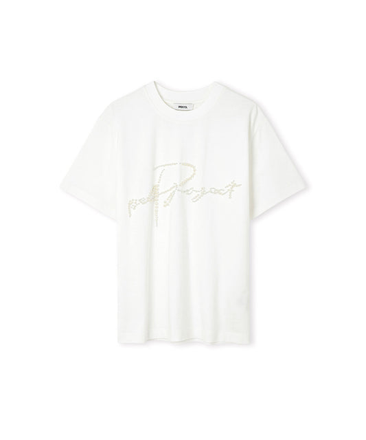 T-Shirt with Faux Pearl Embellishments