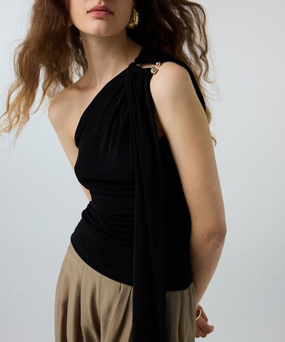 Asymmetric T-Shirt with Metal Accent