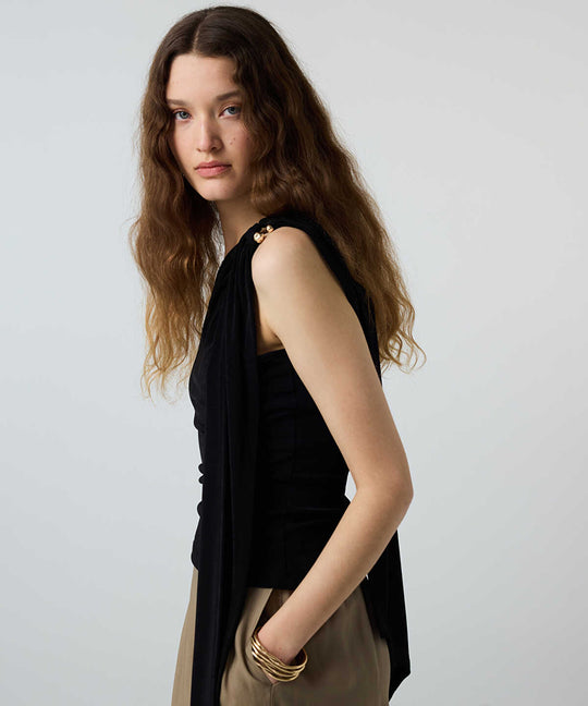 Asymmetric T-Shirt with Metal Accent