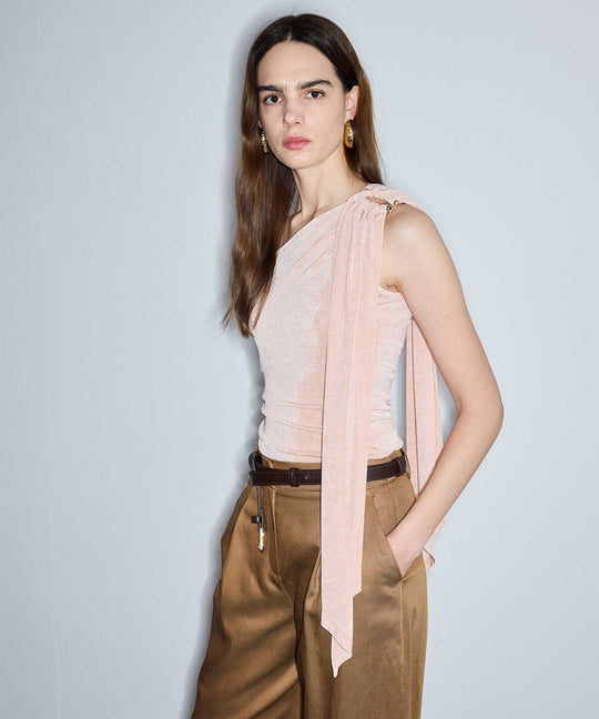 Asymmetric T-Shirt with Metal Accent