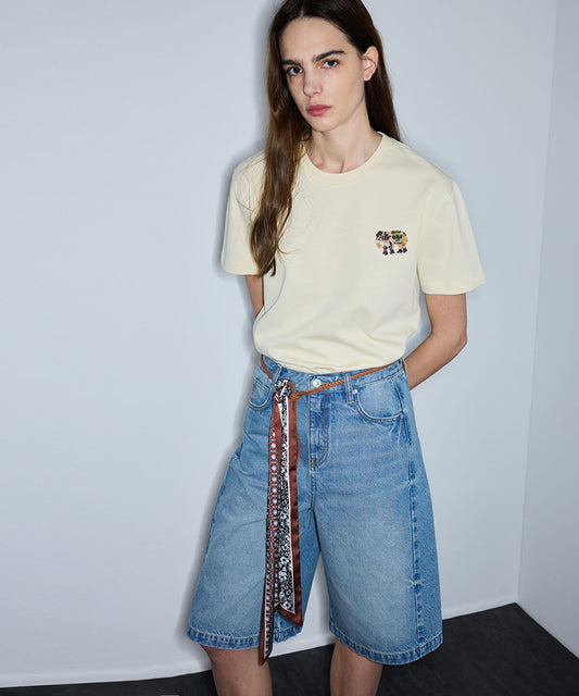 T-Shirt with Embellished Applique