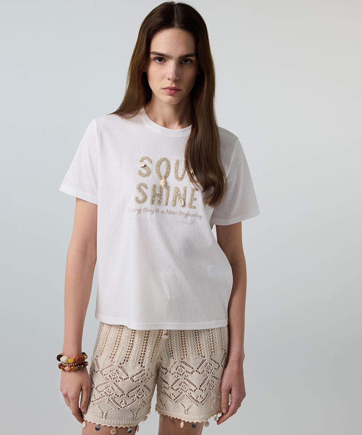 Zoomed Embroidered T-Shirt with Sequins