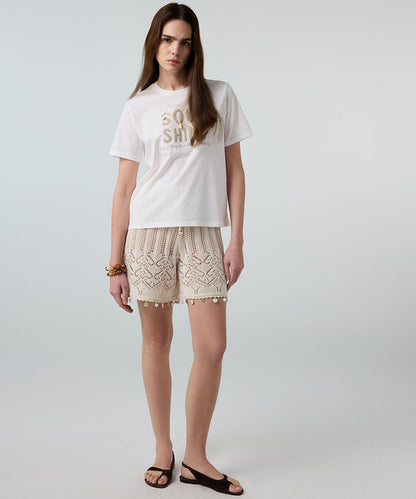 Embroidered T-Shirt with Sequins