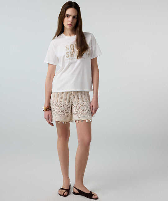 Embroidered T-Shirt with Sequins