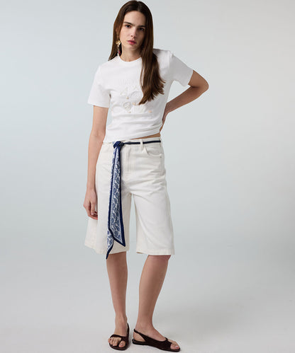 Embroidered T-Shirt with Seashells