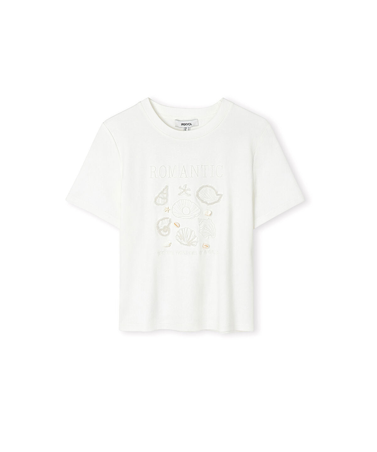 Zoomed Embroidered T-Shirt with Seashells