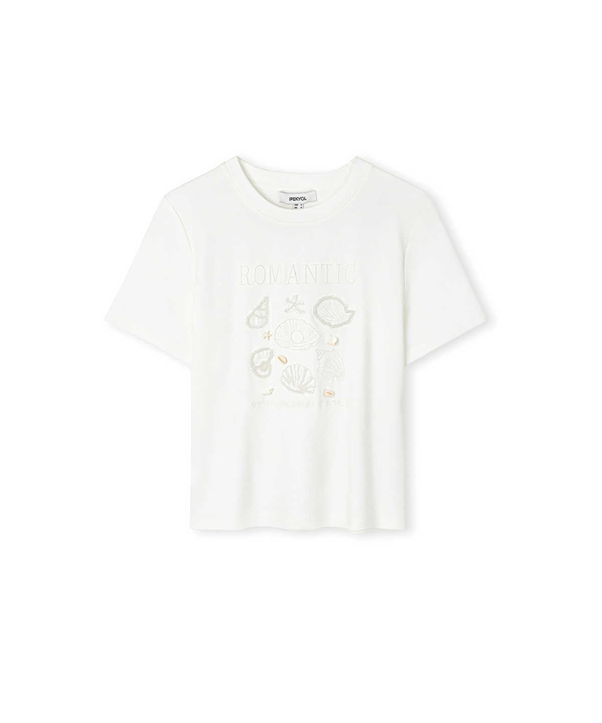 Embroidered T-Shirt with Seashells