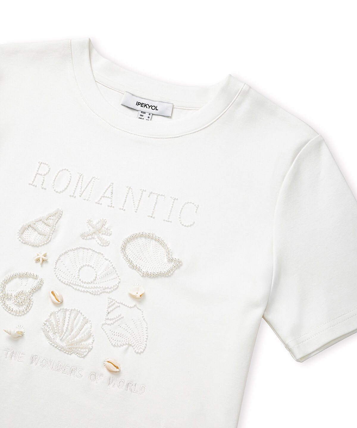 Zoomed Embroidered T-Shirt with Seashells