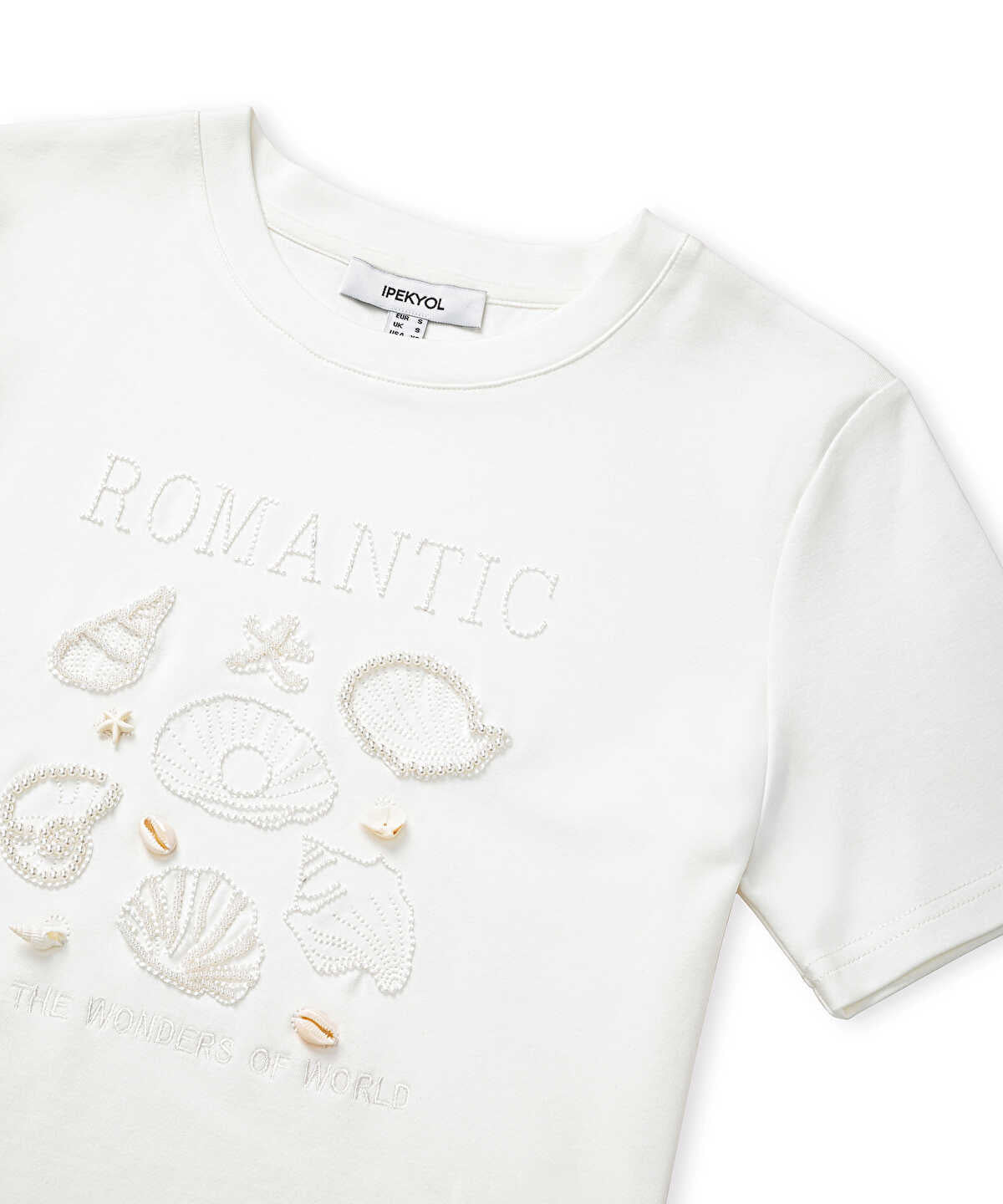 Embroidered T-Shirt with Seashells