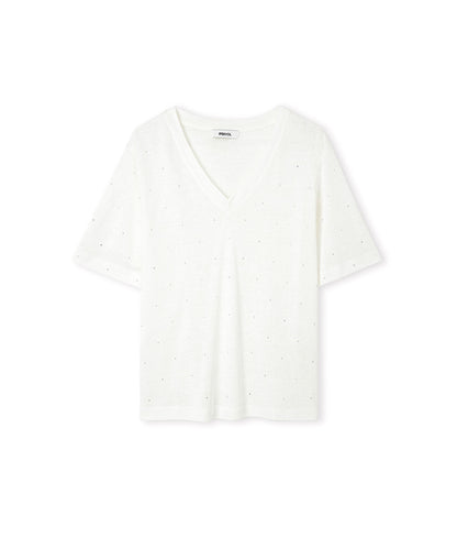 Rhinestone V-Neck T-Shirt 