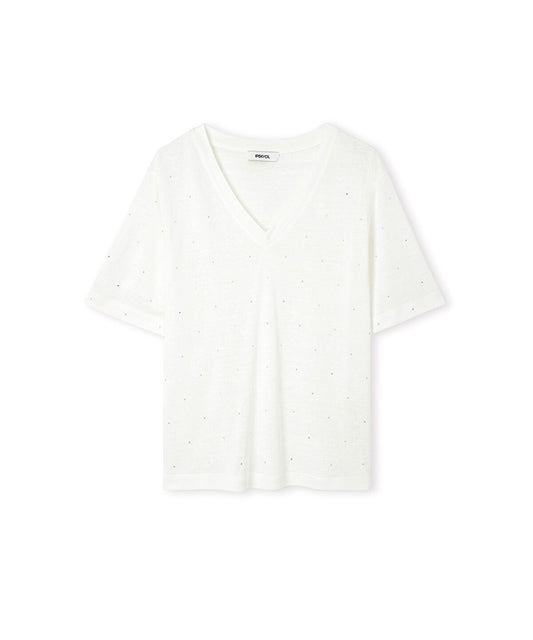 Rhinestone V-Neck T-Shirt 