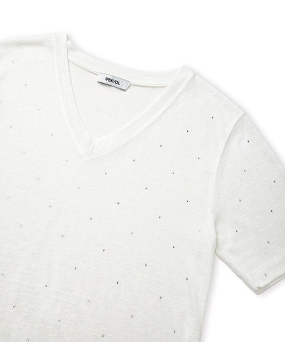 Rhinestone V-Neck T-Shirt 